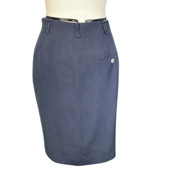 Preview Collection 100% Silk Knee Length Skirt Size 12 Side Zipper Belt Loops - Picture 4 of 7